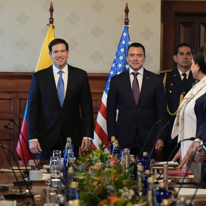 Marco Rubio junto al presidente de Ecuador, Daniel Noboa